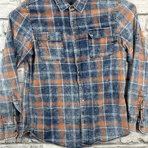 Men's Buffalo L Blue and Orange Plaid Shirt